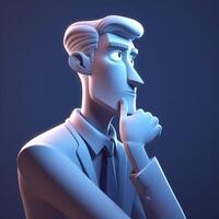 3d personaje de negocio hombre pensamiento. ai generativo foto