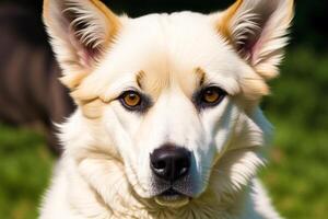 retrato de un hermosa perro en el parque. aidi galés corgi perro. generativo ai foto