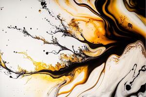 Marble ink abstract art from exquisite original painting for abstract background, color white, gold, black. Painting was painted on high quality paper texture to create smooth background photo