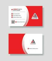 Creative business card, red and white background business card for corporate identity, name card ,visiting card Pro Vector