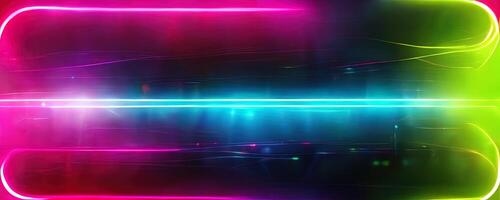 illustration of gaming background abstract, cyberpunk style of gamer wallpaper, neon glow light of sci-fi. Glowing iridescent neon lights for both light and dark backgrounds. photo