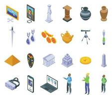 Virtual Museum icons set isometric vector. Science virtual vector