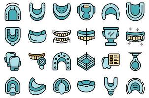 Mouthguard icons set vector flat