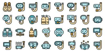 Diving mask icons set vector flat