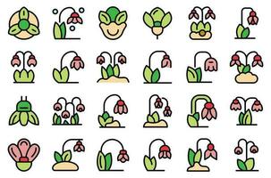 Snowdrop icons set vector flat