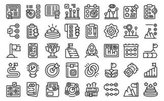 Business goals icons set outline vector. Target dart vector