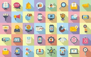 Social media marketing icons set flat vector. Digital mobile vector