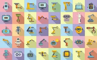 Robotics icons set flat vector. Smart tech vector