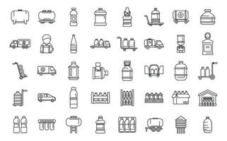 Water delivery icons set outline vector. Cooler gallon vector