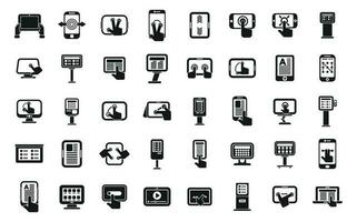 Touchscreen icons set simple vector. Phone system vector