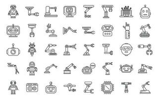 Robotics icons set outline vector. Smart tech vector