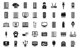 System administrator icons set simple vector. Server data vector