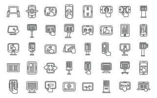 Touchscreen icons set outline vector. Phone system vector