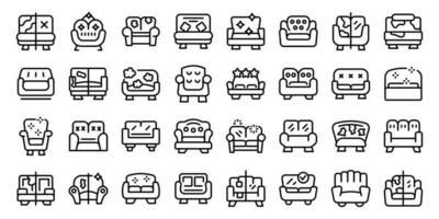 Furniture upholstery icons set outline vector. Cushion bed vector