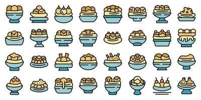 Banana split icons set vector flat