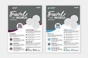 Travel flyer or poster brochure design layout, Travel flyer template for travel agency vector