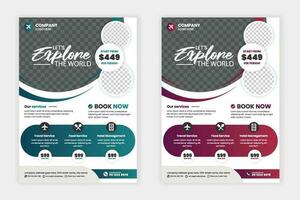 Travel flyer or poster brochure design layout, Travel flyer template for travel agency vector