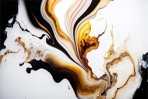 Marble ink abstract art from exquisite original painting for abstract background, color white, gold, black. Painting was painted on high quality paper texture to create smooth background photo
