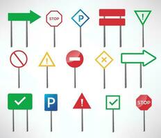 Road traffic control, Lane usage or Stop and yield. Regulatory signs vector