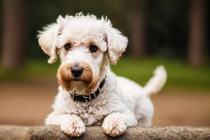 Portrait of a beautiful dog standing in the park. photo