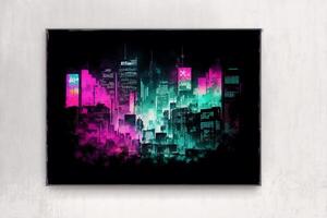 Abstract colorful watercolor background with skyscrapers. beautiful silhouette of the city. Digital art, photo