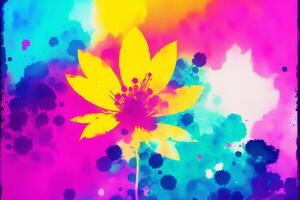 Abstract floral background with watercolor splashes. daisy flower on watercolor background. Watercolor paint. Digital art, photo