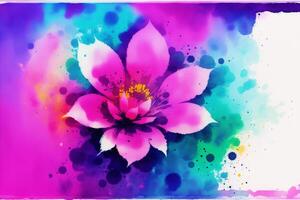 Abstract floral background with watercolor splashes. daisy flower on watercolor background. Watercolor paint. Digital art, photo