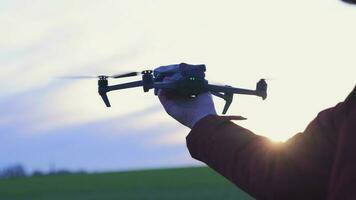 Drone Pilot Controls Drone to Take Off From Hand video