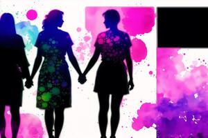 Pride Month.An illustration of two women holding hands.lesbian couple spending time together.Lgbtq photo