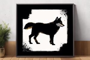 Illustration of a wolf on abstract watercolor background. Watercolor paint of a dog. Digital art, photo