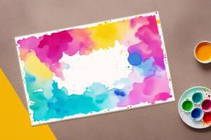 Childrens Day postcard. Childrens Day background. Watercolor paint. Digital art, photo