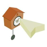 Cuckoo clock icon isometric vector. Vintage style cuckoo clock and cursor icon vector