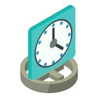 Office clock icon isometric vector. Modern square office wall clock on plus sign vector