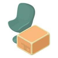 Barbershop furniture icon isometric vector. Modern barber chair and delivery box vector