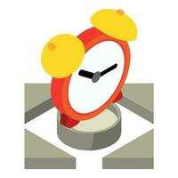 Alarm clock icon isometric vector. Bright colored mechanical desktop alarm clock vector