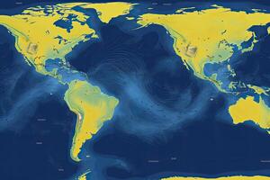 World map with weather forecast application. photo