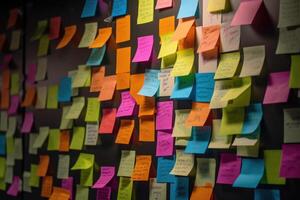 Sticky notes board in office. photo