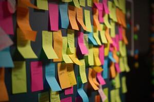 Sticky notes board in office. photo
