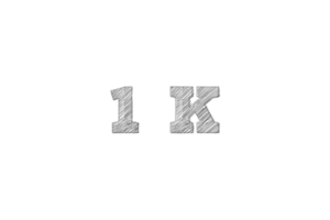 1 k subscribers celebration greeting Number with pencil sketch design png