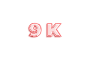 9 k subscribers celebration greeting Number with rose gold design png