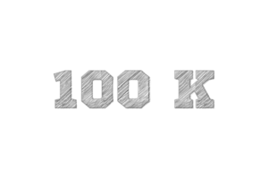 100 k subscribers celebration greeting Number with pencil sketch design png