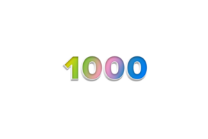 1000 subscribers celebration greeting Number with 3d extrude design png