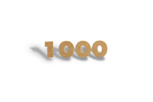 1000 subscribers celebration greeting Number with hard card cutted design png