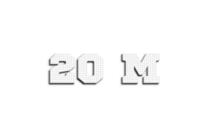 20 million subscribers celebration greeting Number with 3d paper design png