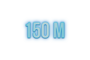 150 million subscribers celebration greeting Number with bannerneon design png