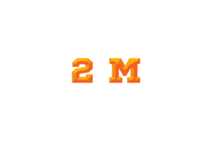 2 million subscribers celebration greeting Number with embossed design png