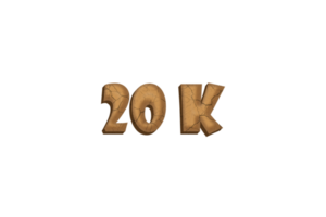 20 k subscribers celebration greeting Number with clay design png
