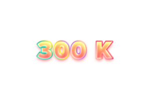 300 k subscribers celebration greeting Number with candy color design png