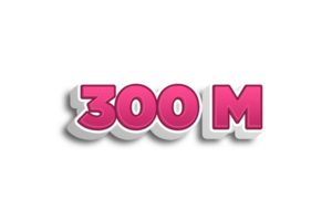 300 million subscribers celebration greeting Number with pink 3d design png