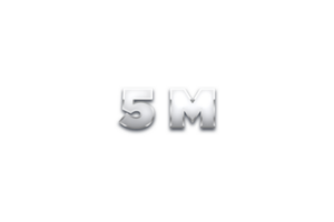 5 million subscribers celebration greeting Number with metal design png